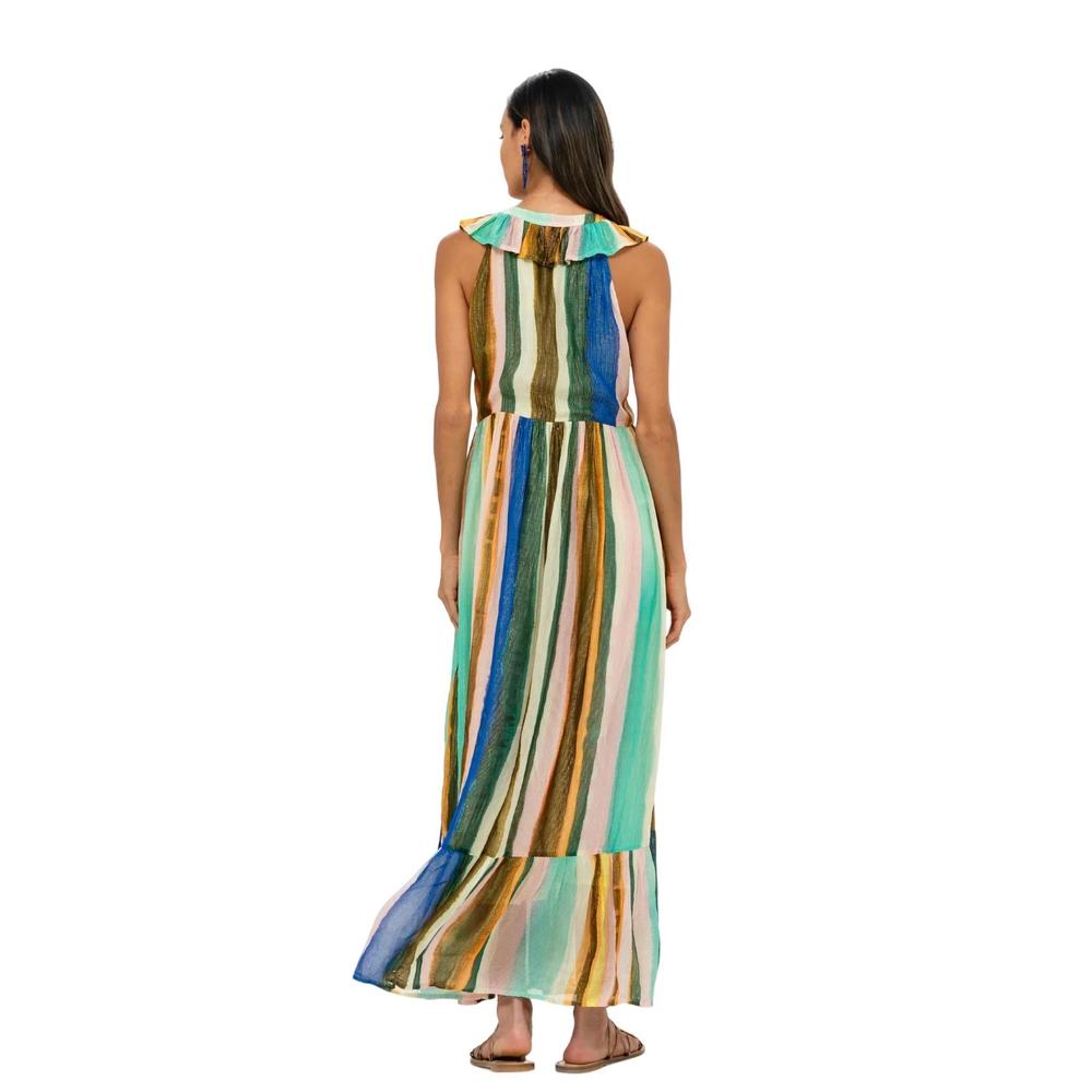 NEW OLIPHANT ruffle v-neck maxi dress in zanzibar multi - Picture 2 of 2